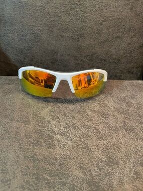 Under Armour White Frame Sunglasses with Orange-Gold Mirrored Lenses